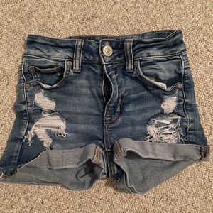 American eagle denim shorts size 0 with small rips